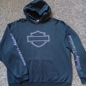 Harley-Davidson Black Hoodie with Purple Accents